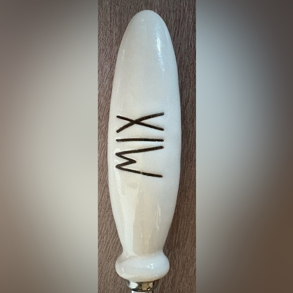 Rae Dunn Ceramic Handle Whisk with White and Silver Design - Picture 2 of 3